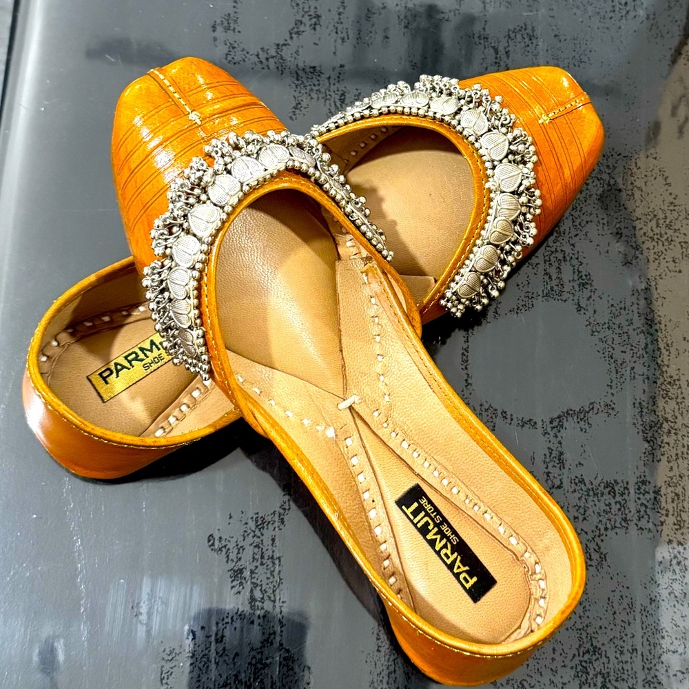 Women's Orange Embellished Shoes